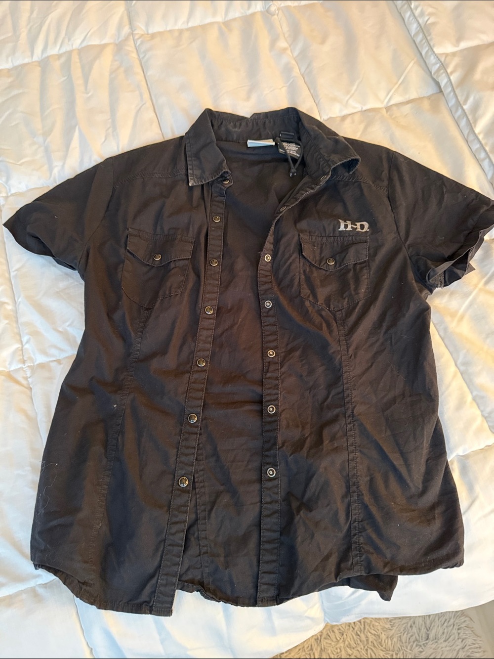 Womens size Small Harley Davidson button up riding shirt black